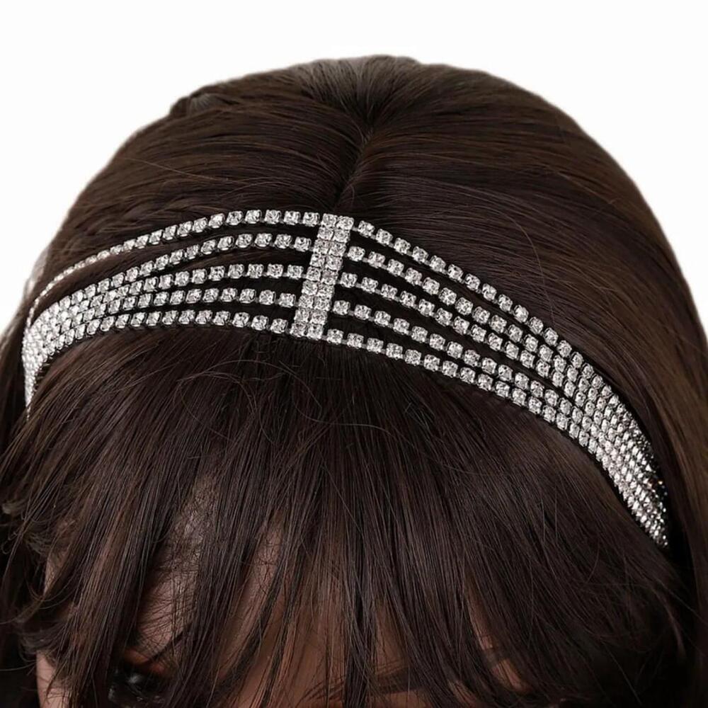 Rhinestone Headband In Silver